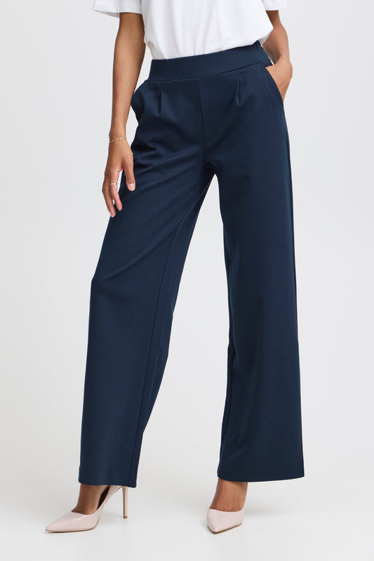 BY - Rizetta Jersey Wide Trousers - Copenhagen Night