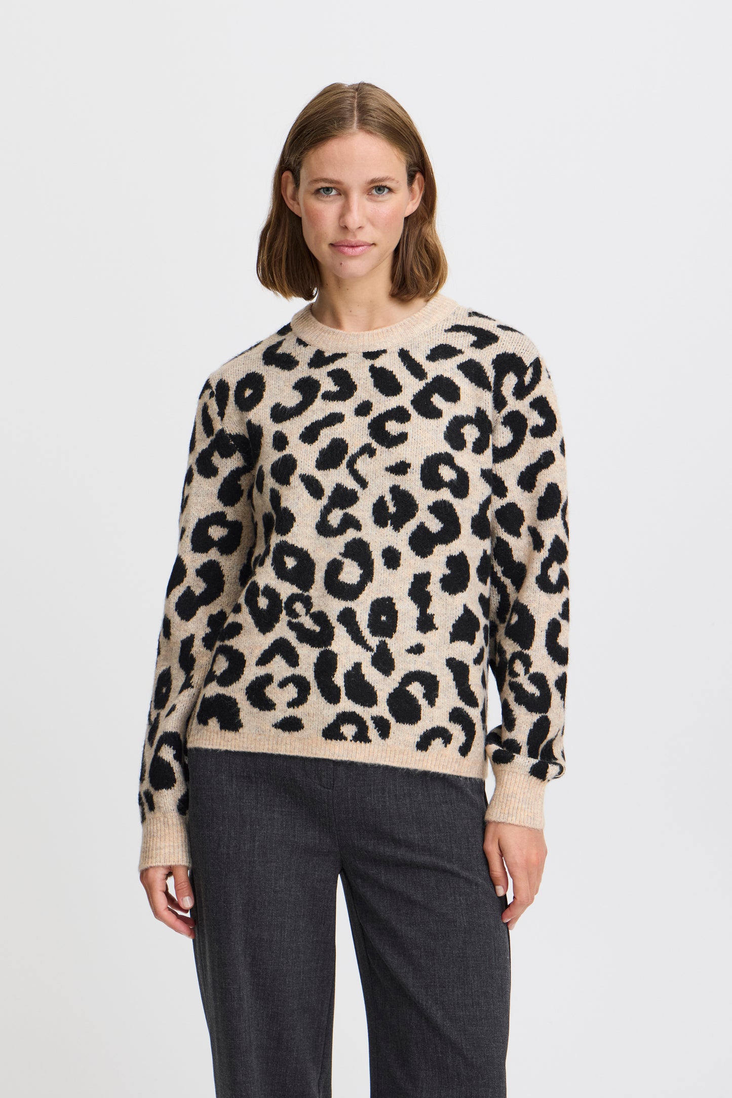 BY - Minya Leopard Print Jumper - Black Mix