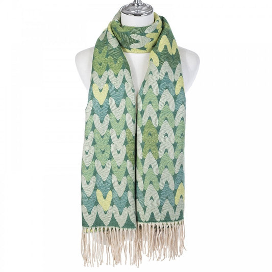 PL - Hearts Scarf - Green Mix