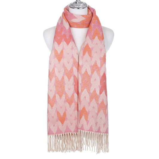 PL - Hearts Scarf - Peach Mix