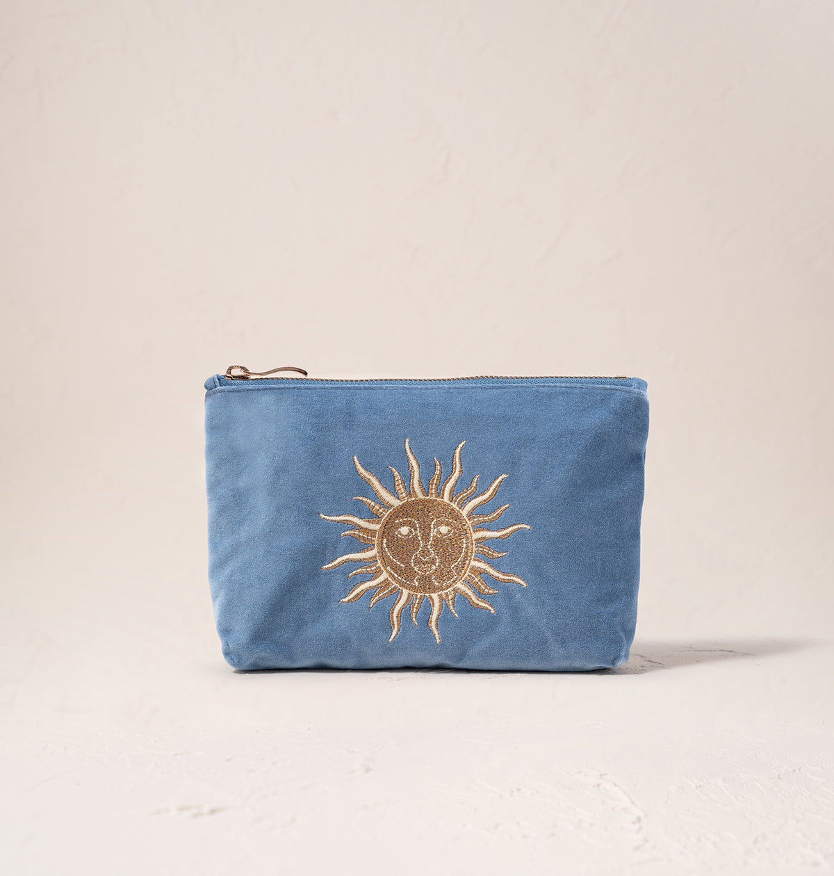 Sun Goddess Dusky Blue Velvet Mini Pouch